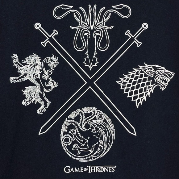 Game Of Thrones 100% Cotton Black Graphic Crewneck Tee XL - Picture 3 of 5